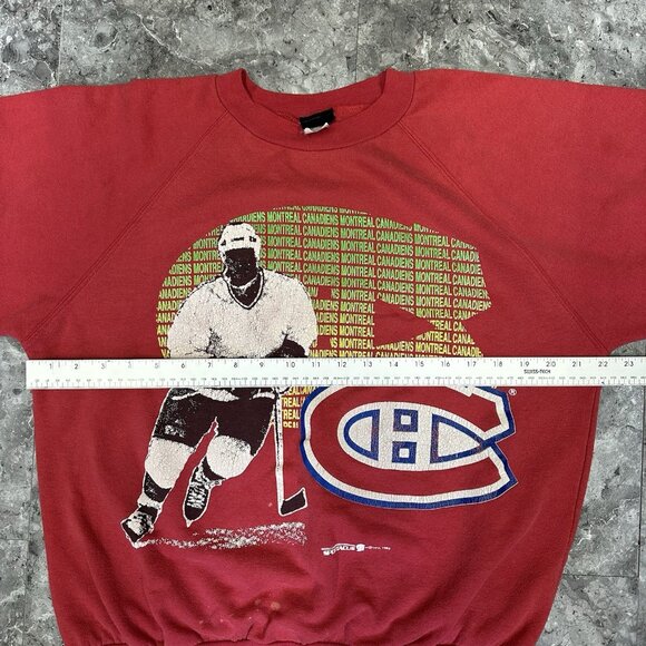 Vintage Montreal Canadiens Sweatshirt Crewneck Sportacus Size Large Red 90s READ - Picture 6 of 7